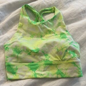 lululemon athletica Green Tie-Dye High Neck Strappy Sports Bra Size 4